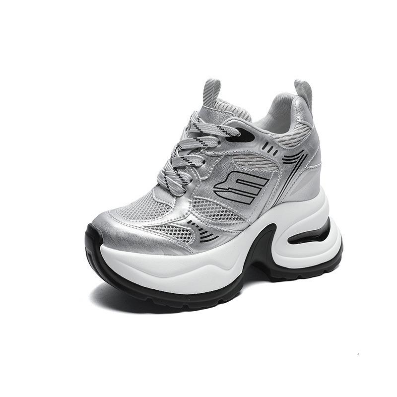 

10 см увеличение роста внутри папины кроссовки женские весенние новые маффины толстая подошва маленькие повседневные спортивные туфли 39 серебряный