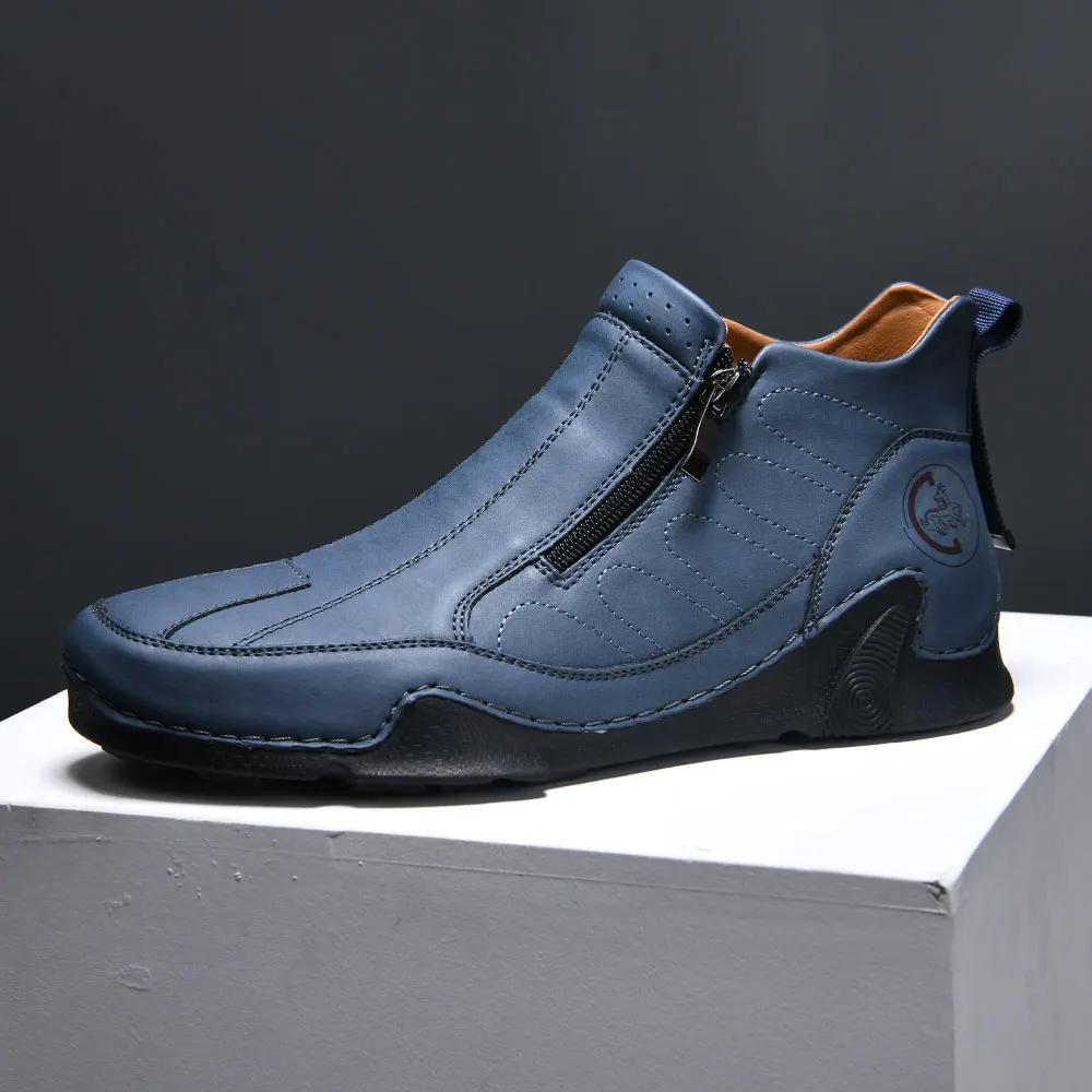

Новая мужская повседневная обувь тренд Подходит для ходьбы в течение всего дня Обувь Молнии Ручной работы Ботинки Корейская обувь оверсайз Zapatillas Мужская 38 синий
