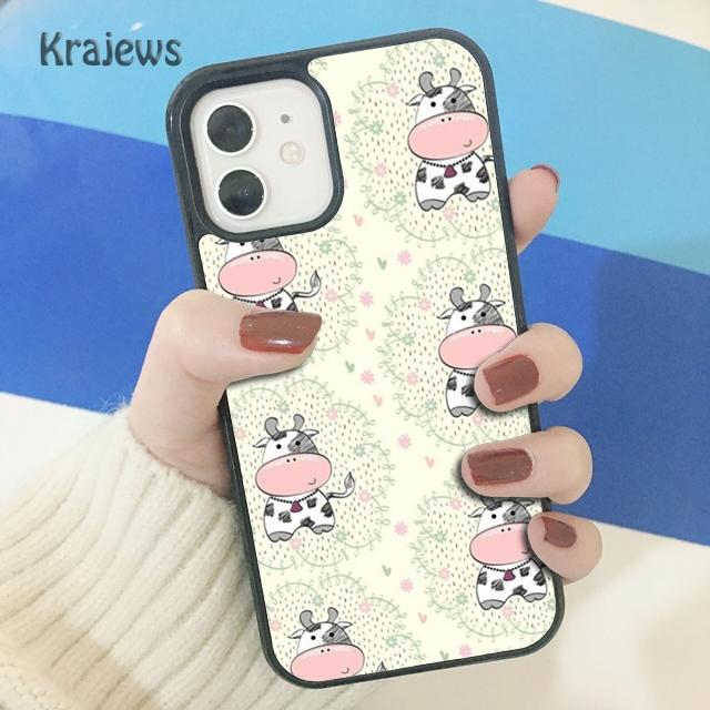 Krajews Animal Cute Cartoon Cow Soft Phone Case Cover For iPhone 17 Air 16 15 14 plus 11 12 13 pro max coque Fundas