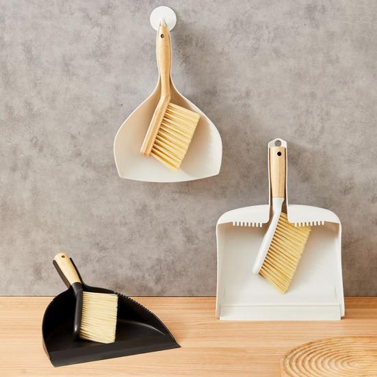 Small Broom Dustpan Set Ergonomic Natural Bamboo Handle Soft Bristles Portable Decorative Mini Broom Kit