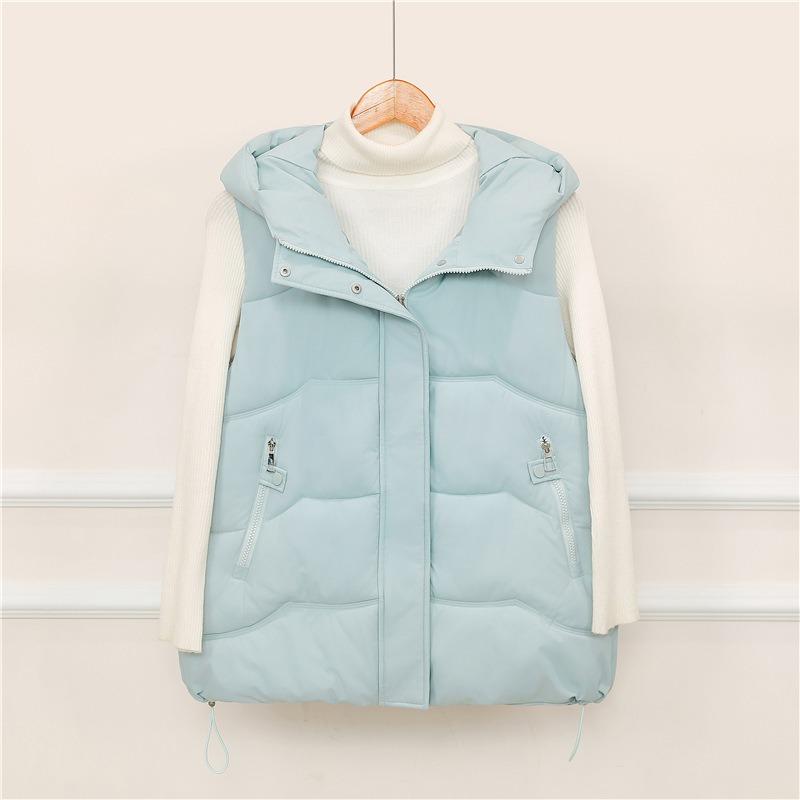 Winter New Down Cotton Vest Hooded Versatile Warm Sleeveless Vest Women's Vest Jacket
