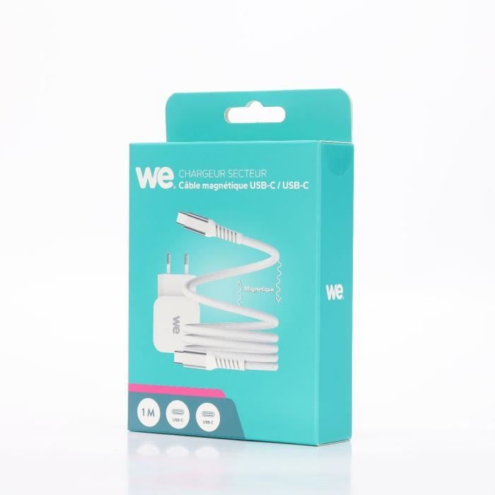 Bundle chargeur - WE - 1 port USB-C 20W - câble USB-C/USB-C blanc