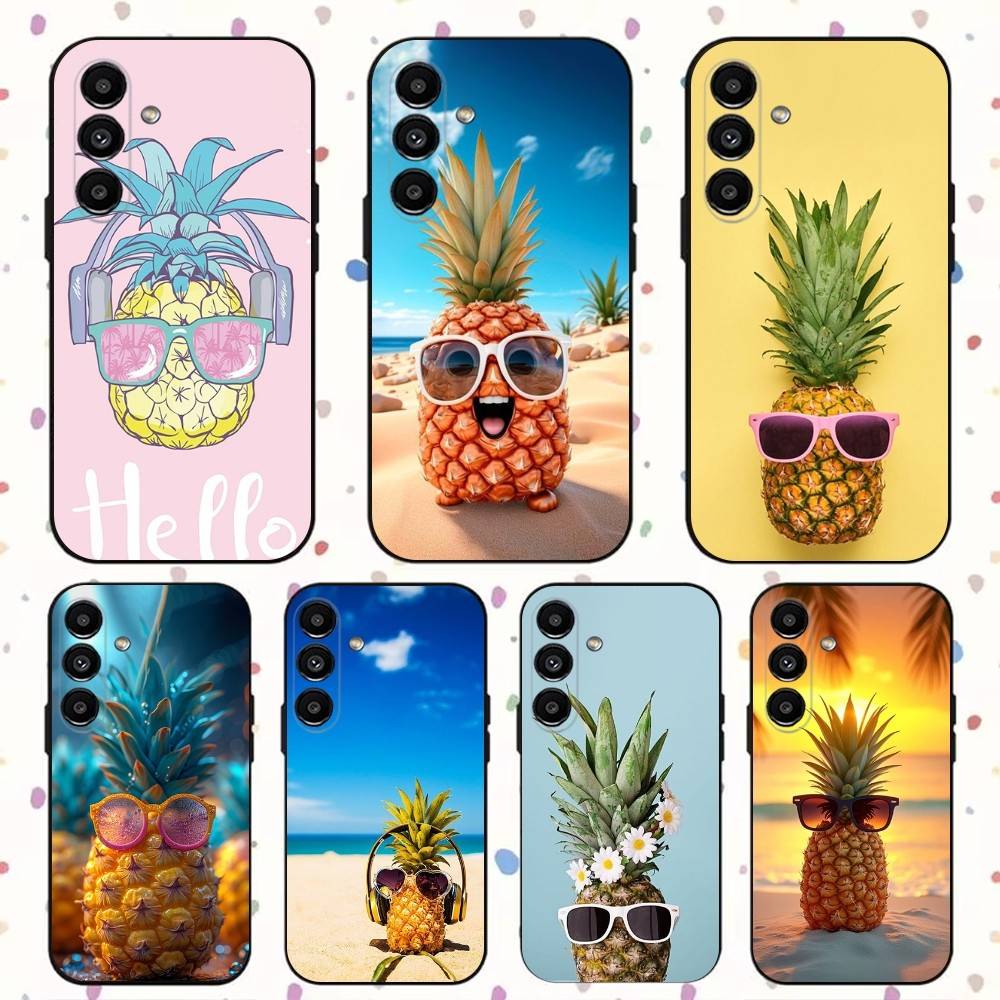 Summer Pineapple Phone Case For Samsung S24,S21,S22,S23,S30,Ultra,S20,Plus,Fe,Lite,Note,10,9,5G Black Soft Cover