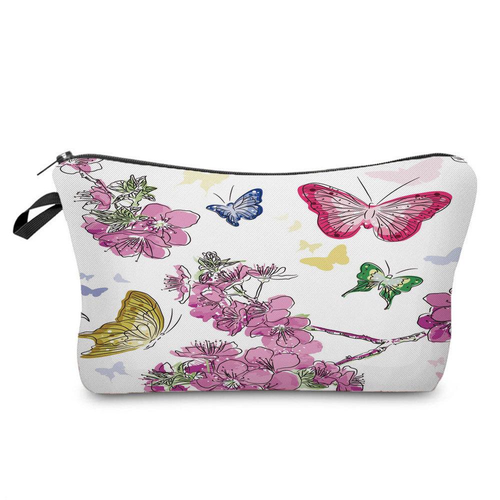 Women Butterfly Print Cosmetic Bag Toiletries Organize Travel Storage Case 6706