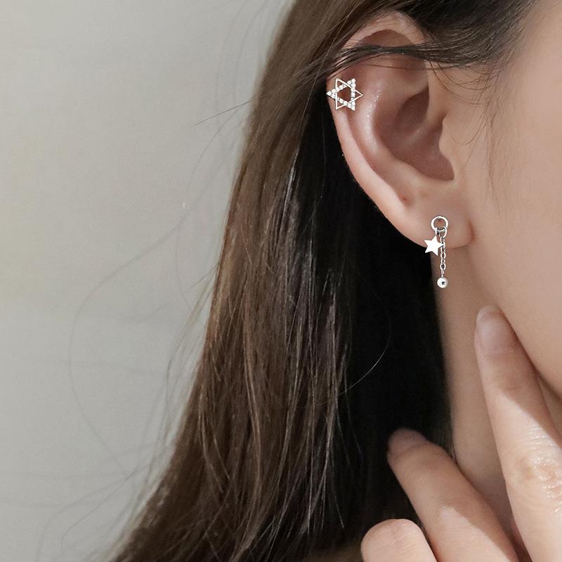 You Don't Need To Pick Earrings When You Sleep. Female Cute Japanese Style Is Small and Fresh Mori Mini Round Beads, Small Star Earrings, Earrings.