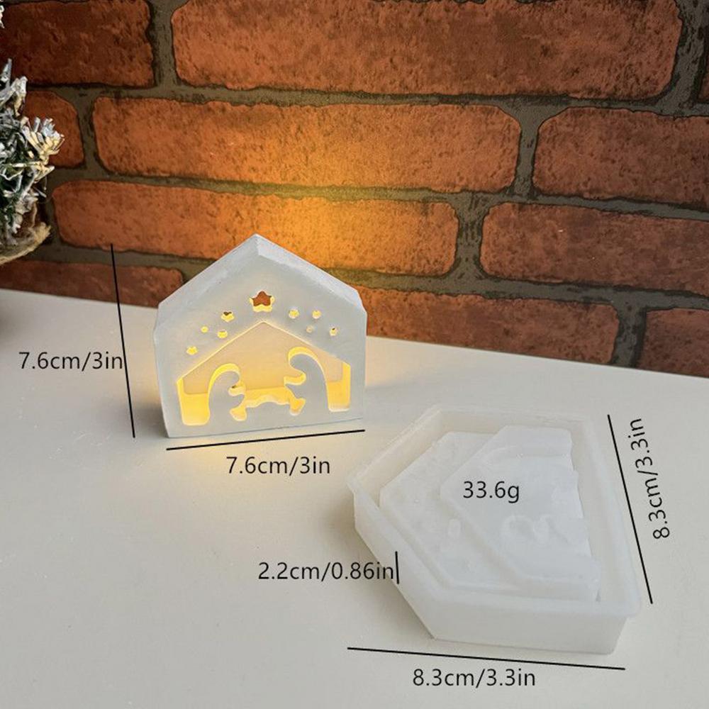 Nativity Scene Silicone Mold Jesus Tealight Holder Template Nativity Silicone Mold for Handmade Scented Candles Plaster Resin