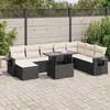 VidaXL Garden Lounge Set 9 Pcs with Cushions Black Wicker 3326527