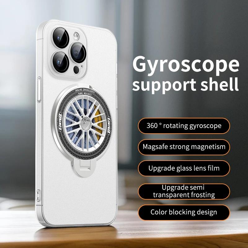 

Складные чехлы-держатели для iPhone 15, 12, 13, 14 Pro Max, вращающийся гироскоп, матовый прозрачный градиентный чехол для Magsafe, жесткий чехол для iPhone 15 Pro For iPhone 15
