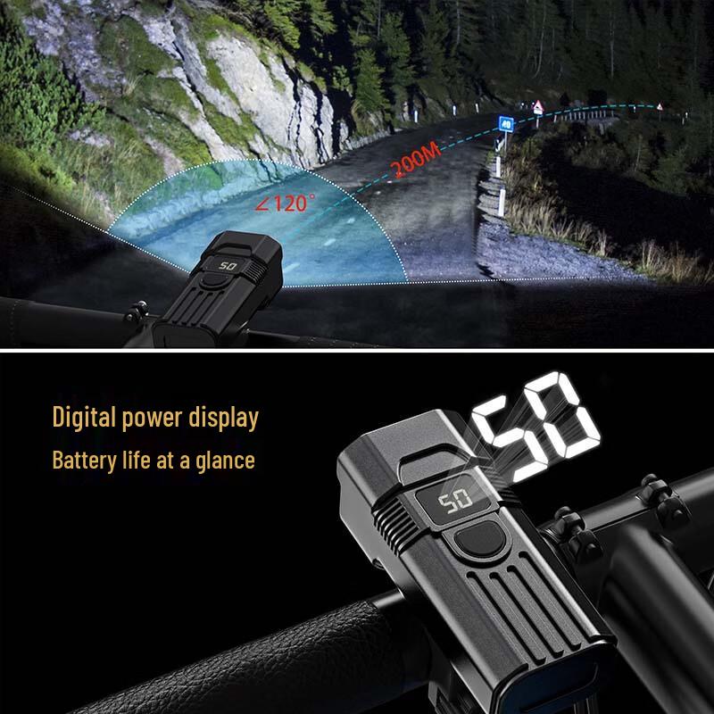 Longchen High Lumen USB Rechargeable Bicycle Front Light with Digital Display