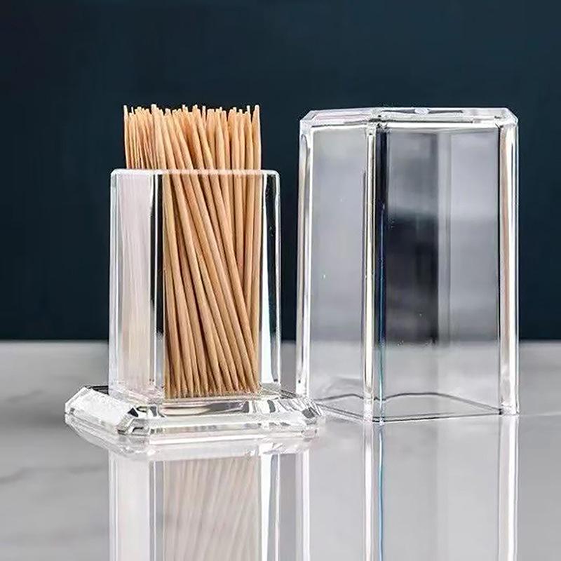 Toothpick Box Thickened Acrylic Transparent Square Portable Storage Box