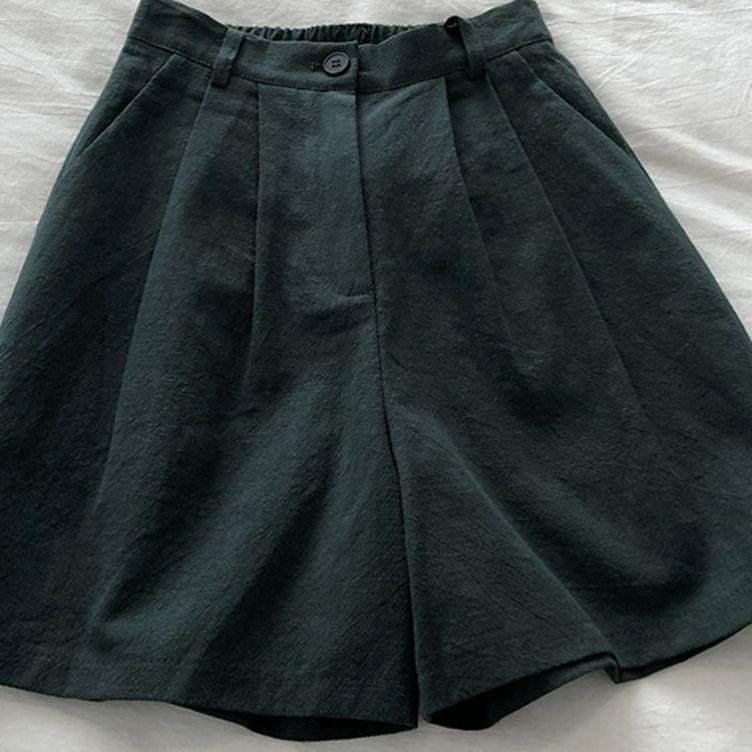 Summer Breathable Cotton and Linen Shorts Japanese Retro High Waist Thin Linen Wide-leg Five-point Pants Casual Suit Women