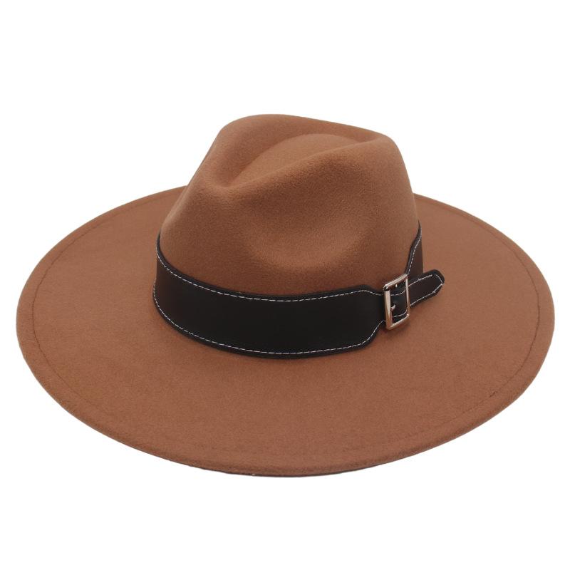 New Black Belt, Large Brim, High-End Clothing With Wholesale Men'S And Women'S Felt Woolen Top Hats