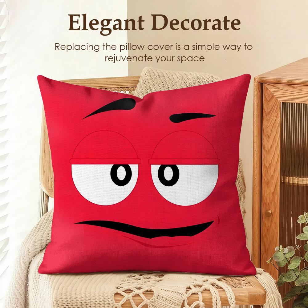 Cartoon MMMs Eye Cushion Cover Natural Linen Organic Fabric DoubleSided Printing Sofa Home Decor Gift Pillow Case