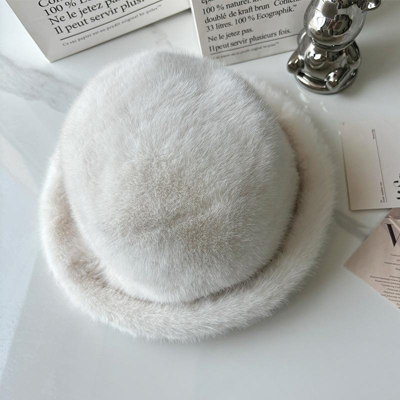 Mongolian hat women's winter cold Northeast bucket hat thickened imitation hair mink hair ear protection hat