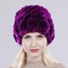 Hot Sell Women Winter Knitted Real Rex Rabbit Fur Hat Fluffy Natural Rex Rabbit Fur Cap Lady Good Elastic Genuine Fur Hats