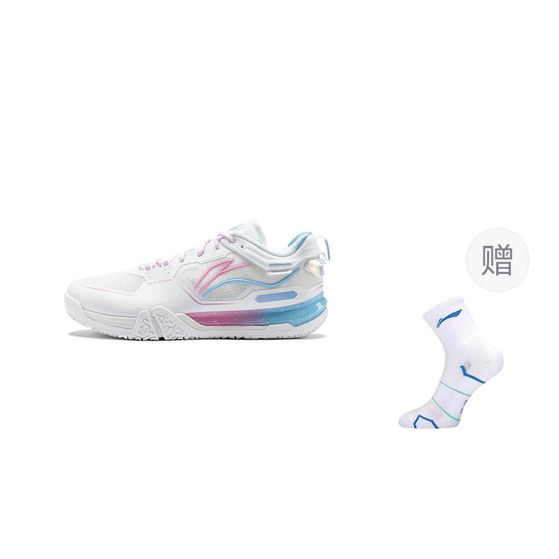 Li Ning Slip Resistant, Abrasion Resistant, Breathable, Support, Balance Low top Badminton Shoes Unisex White AYAV001-1