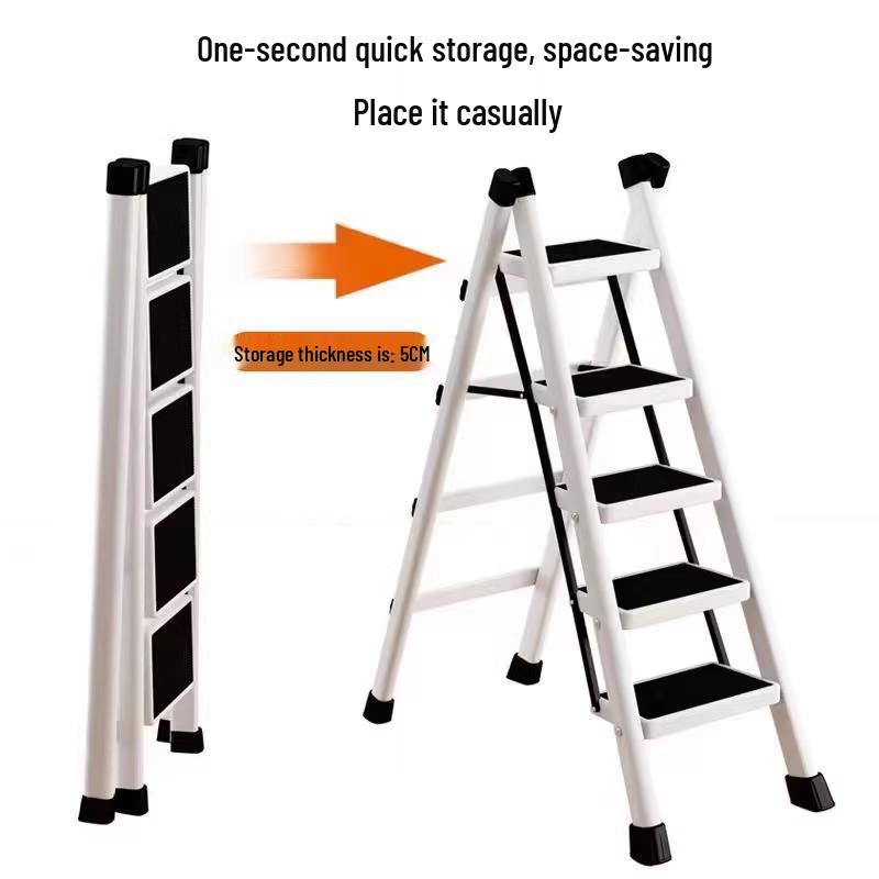 Three-Step Foldable Telescopic Household Ladder Stool, Lightweight A-frame for Multi-functional Use.
