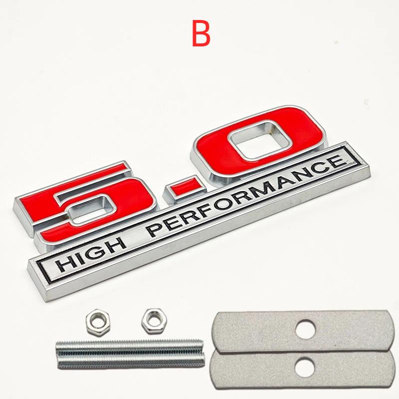

3D Metal Red Chrome 5.0 High Performance Car Rear Trunk Stickers Front Grille Badge Emblem B