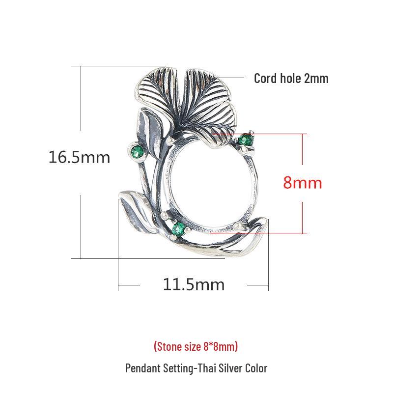 

S925 Sterling Silver Floral Design Pendant Setting for Amber, Jade, Turquoise 925 Silver