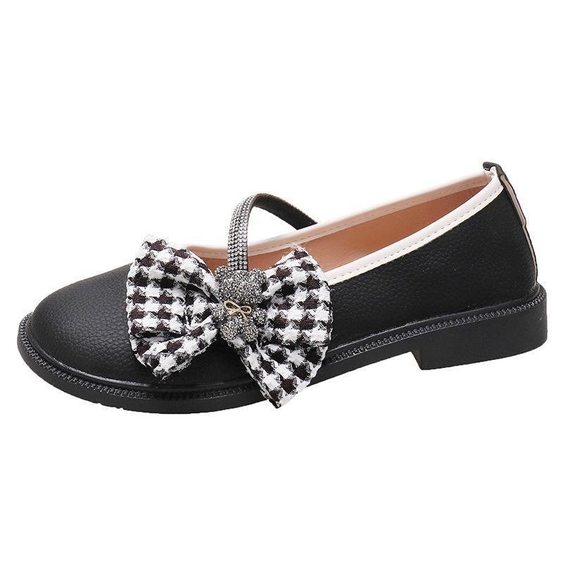

Туфли Мэри Джейн женские 2025 осень новые тысяча птиц клетка бант мелкий вырез черно-белый маленький ароматный стиль кожаные туфли туфли принцессы 35 чёрный