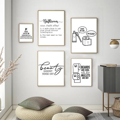 Canvas Painting Funny Bathroom Sign Posters Prints Modern Minimalist Wall Art Pictures Home Room Decor Aesthetics
