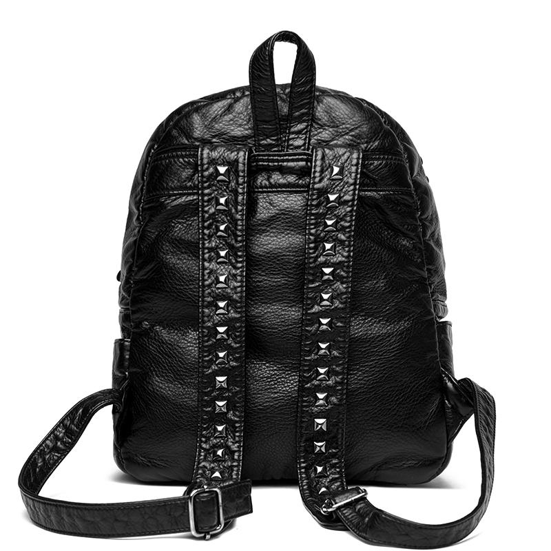 Fashion Rivet Soft Leather Women Backpacks Designer Large Capacity Girls School Bag  Female Bagpack Travel Bags