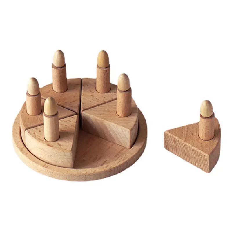 Wooden Simulation Birthday Cake Kitchen Toys Kids Pretend Play Household Early Education Toys Baby Interactive Games Props Present