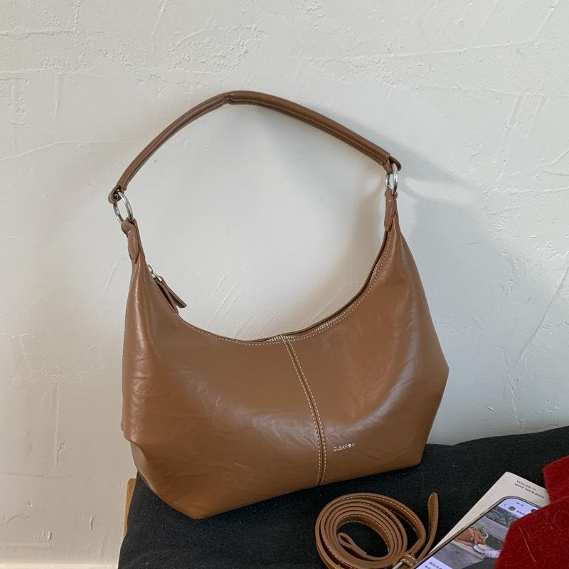 2025 New Fashionable Solid Color Casual Simple Commuting Large Capacity Shoulder Bag Messenger Bag Underarm Bag Shopping Bag