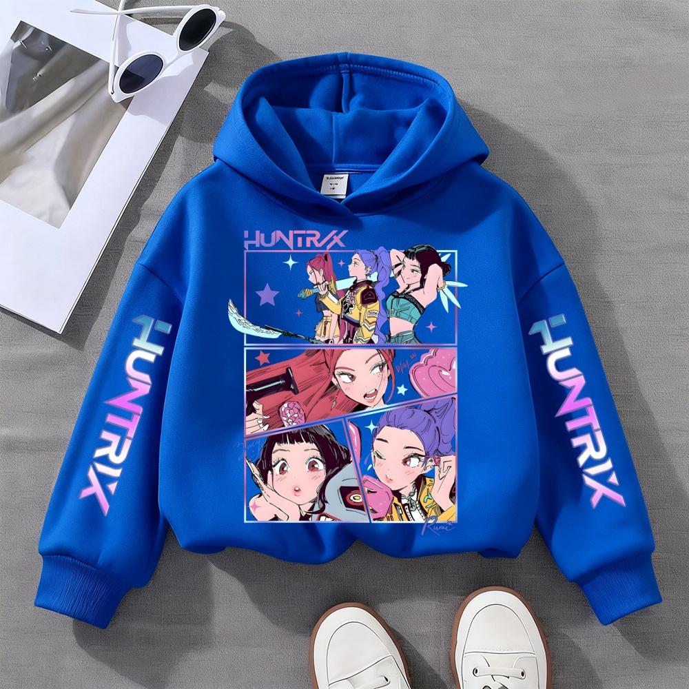 Kpop Demon Hunter Anime Hoodie Girls' Clothing Saja Cosplay Cartoon Pattern Sweatshirt Y2K Casual Everyday Pullover Hoodie