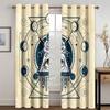 Boho Psychedelic African Women Art Black Stars Moon Panel Thin Shading Polyester Window Curtain for Bedroom Living Room Decor