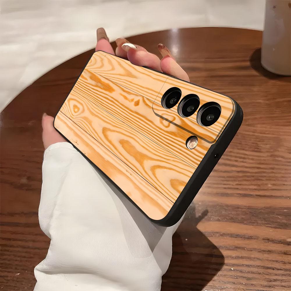 Natural Wood Phone Case For Samsung S26 S25 S24 FE S23 S22 S21 Plus S20 Ultra Note20Ultra Black Soft Shell