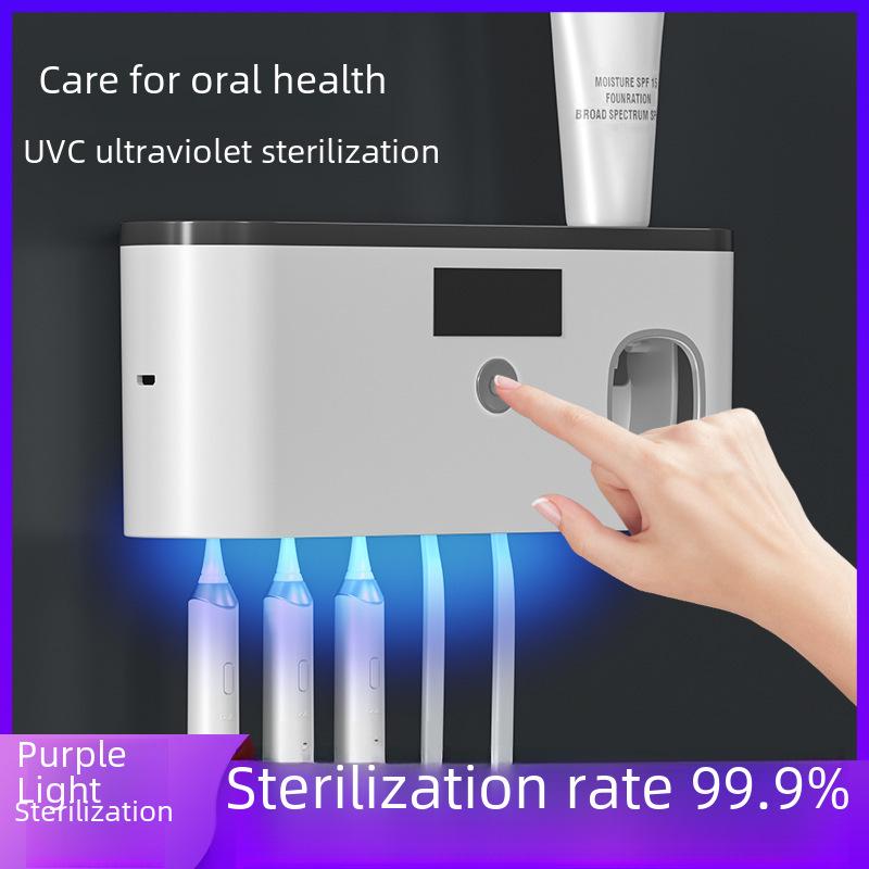 Stylish Wall-Mounted UV Disinfection Toothbrush Holder with Cup