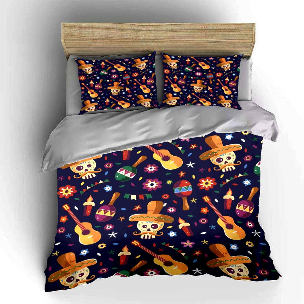 "Colorful Skull Guitar Bedding" Bedding Duvet Cover Set Duvet Cover Pillowcases (1 * Duvet Cover 2 * Pillowcases, Without Duvet Insert)