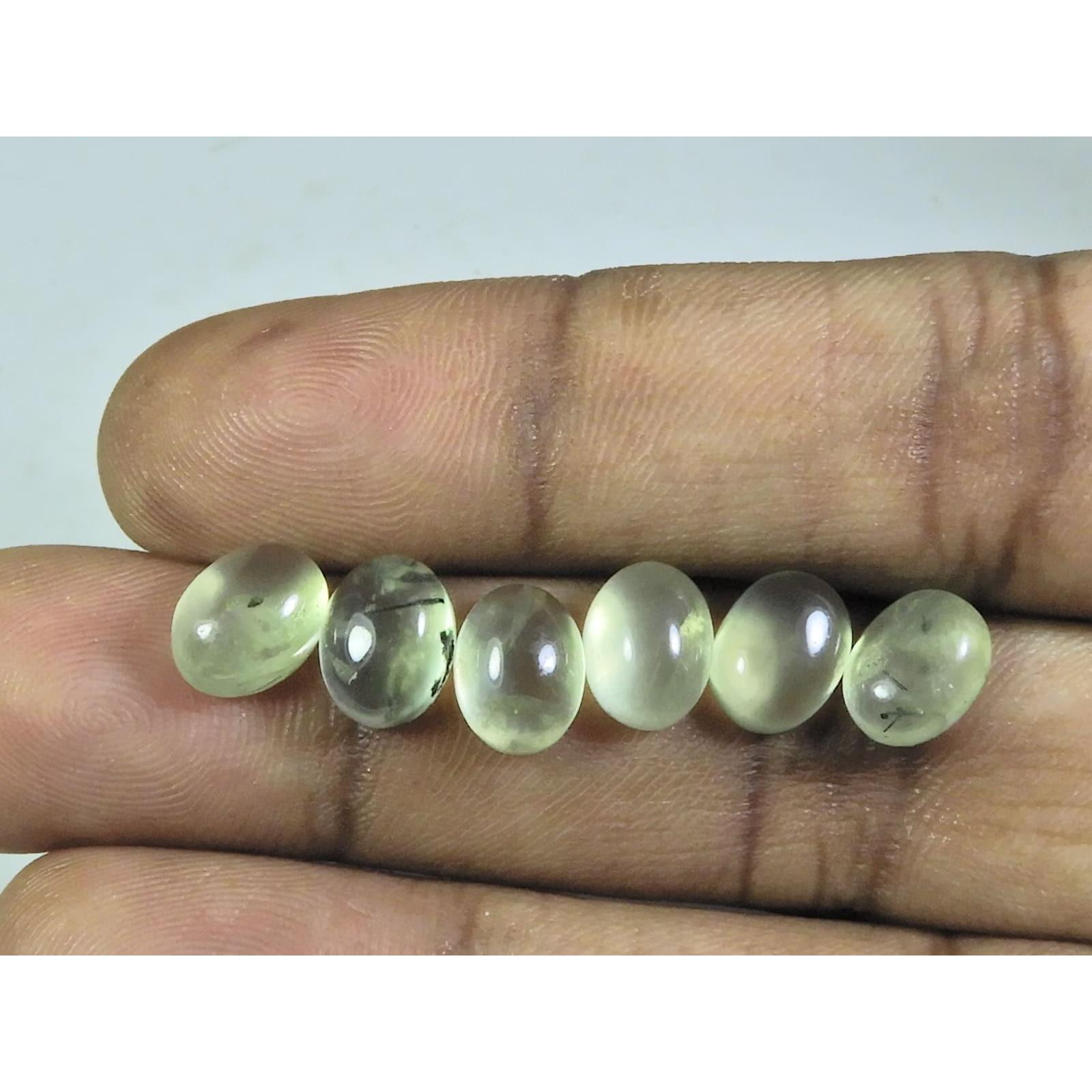 

6X9 ММ Натуральный Пренит Овальный Кабошон Свободный Драгоценный Камень 6 Шт. Лот A-272