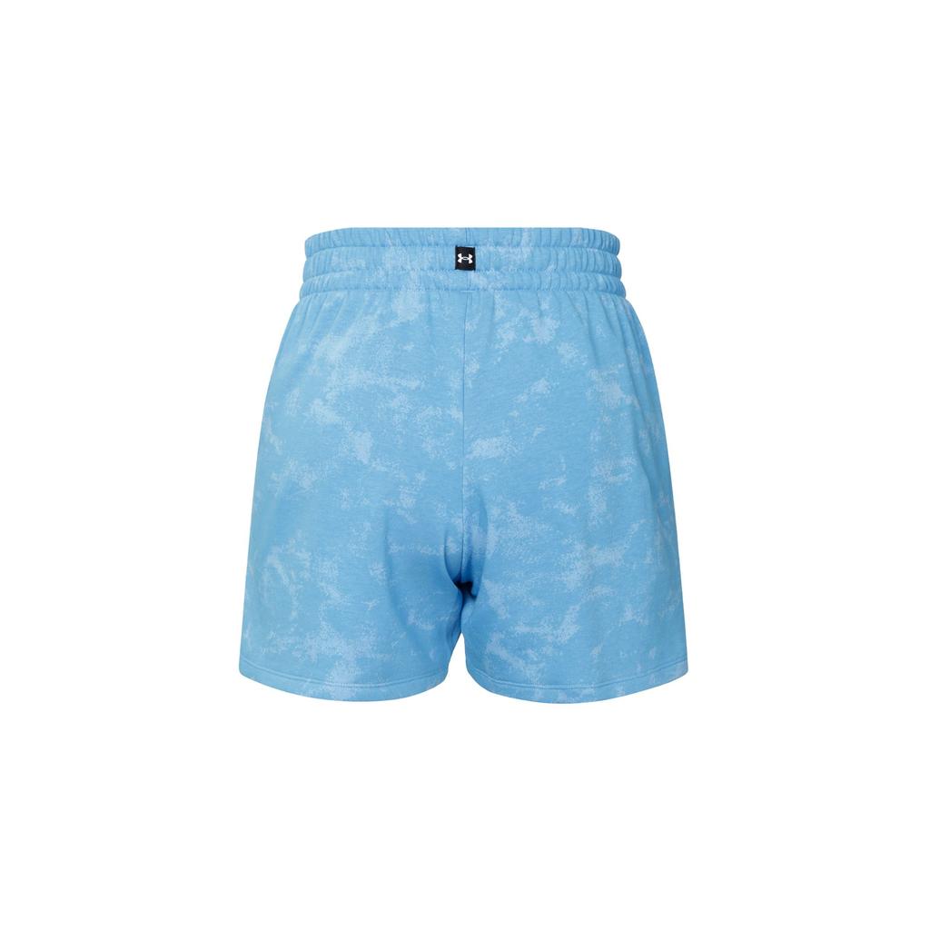 Under Armour Project Rock Terry Tie-Dye Letter Print Training Lace-Up Mid-Rise Casual Shorts Women Shorts Blue 1382712-444