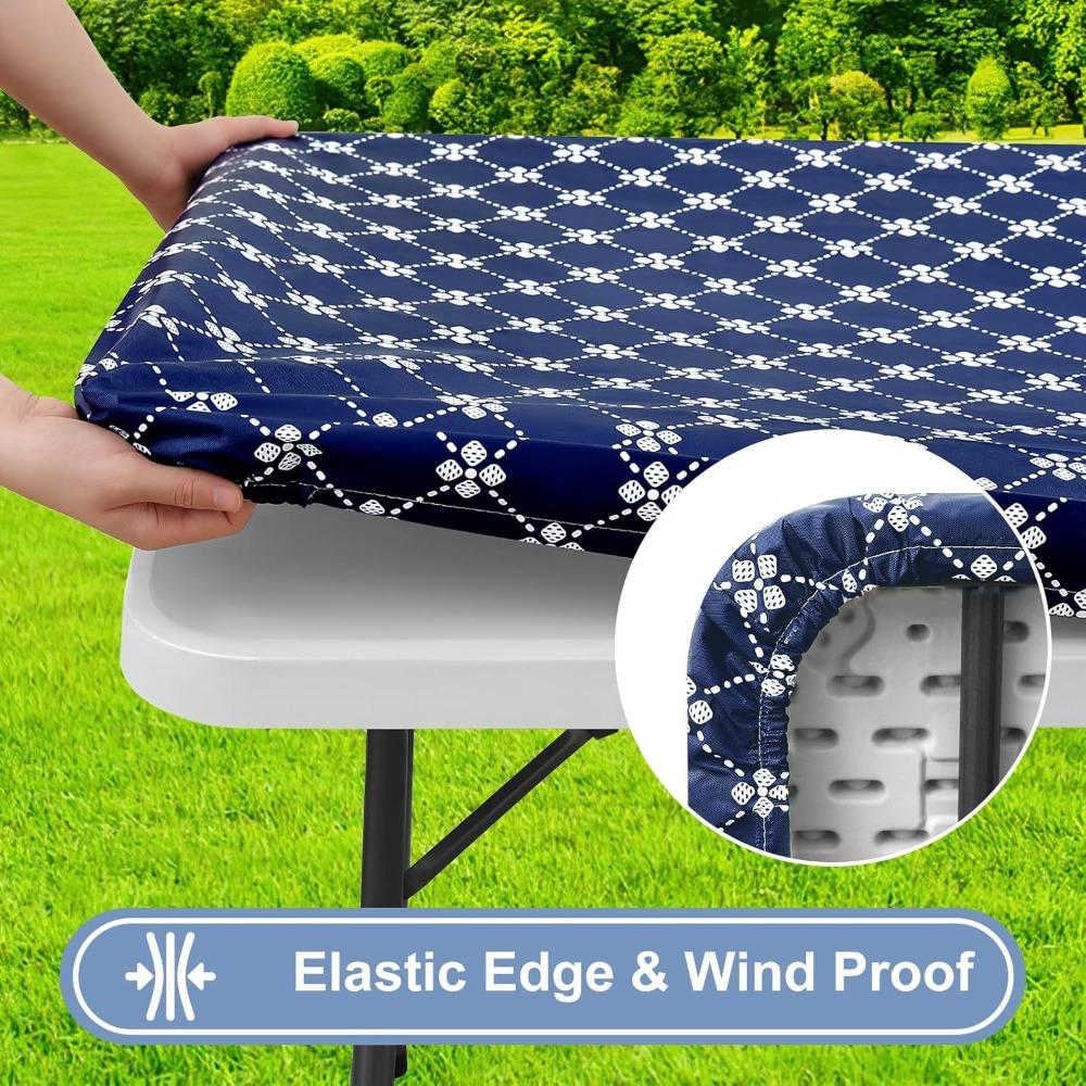 Elastic Edge Elastic Fitted Tablecloth Scratch Resistant Table Linen Table Cover  Camping
