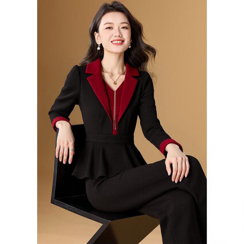 

Elegant Pleated Waist Professional Two-Piece Suit 4XL