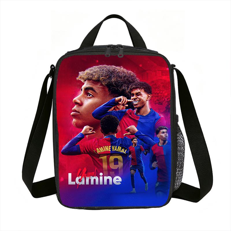 Leer, Reizen Geïsoleerde Lunchtassen L-Lamin Yamal Thermische Tas Voetbalster Lunchcontainer Lekvrije Tote Lunchbox Opbergtassen red