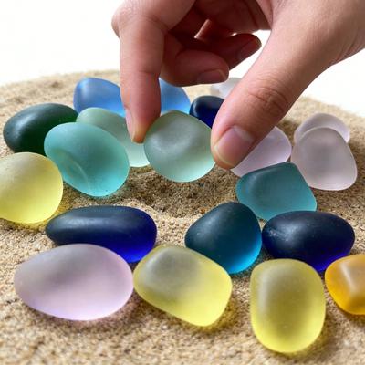 Polished Glass Stones 500g Rounded Sea ??Glass Pebbles 2-3cm Irregular Mixed Colors Aquarium Pebbles for Fish Tank Landscaping