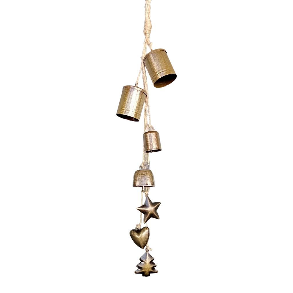 Vintage Christmas Star Pendant Bell Wind Hanging Bell Christmas Wreath Windowsill Fireplace Decoration