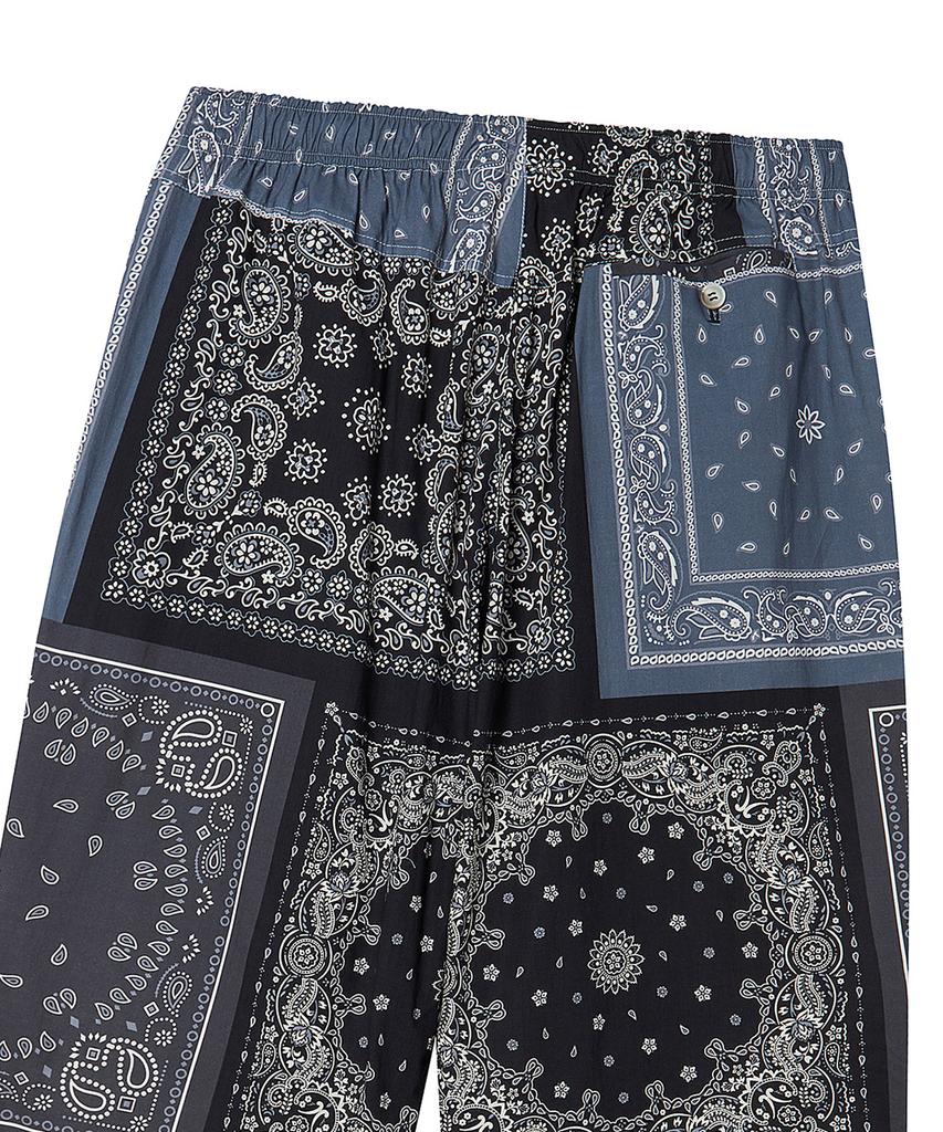 BEYOND CLOSET Bandana Patch Detail String Pants Navy