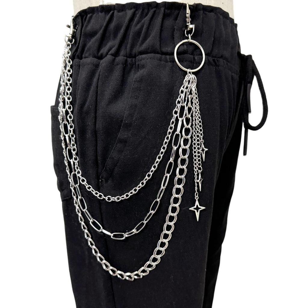 New European-American Punk Star Waist Chain: Women's Multi-Layer Hollow Metal Chain Jewelry