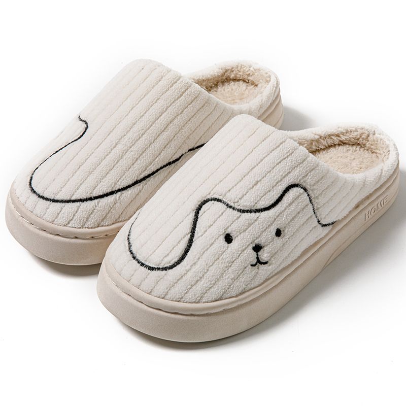 Winter thick-soled cotton slippers for women are non-slip, silent and velvet to keep warm, couples step on shit cotton slippers for me
