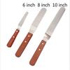 L Shape Curved Cake Icing Spatula Wooden Handle Stainless Steel Cake Cream Scraper LS