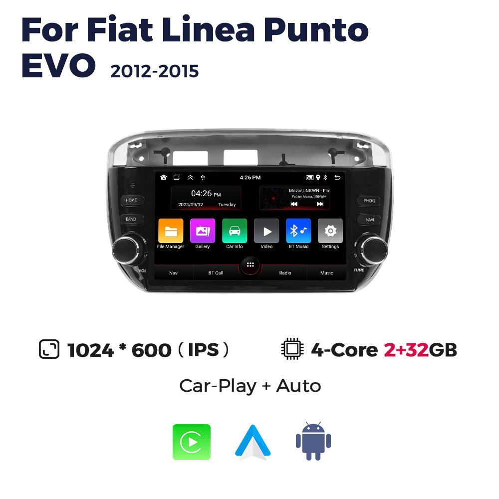 

Для Fiat Linea Punto EVO 2012 2013 2014 2015 Автомагнітола з Carplay Android Auto Стереосистема Навігація GPS IPS Екран Мультимедійний Плеєр
