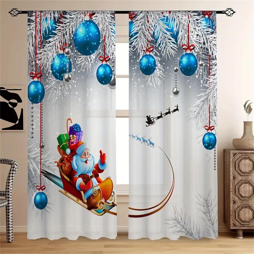

2 шт. Шторы для кафе, рождественские, со снеговиком и снежинками, полузатемняющие шторы для спальни, гостиной, окна, кухни, офиса, дома, кухни W65X60H(cm)X2Pcs&Hook