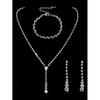 4-piece Women's Sparkling Wedding Set, Rhinestone Bracelet Necklace, Earrings, Party and Banquet Accessories