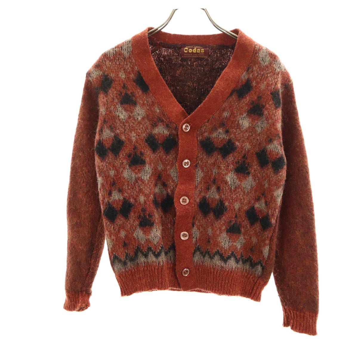 

Винтажный кардиган из мохера с узором аргайл 60-х 70-х годов, оранжевый, мужской, б/у