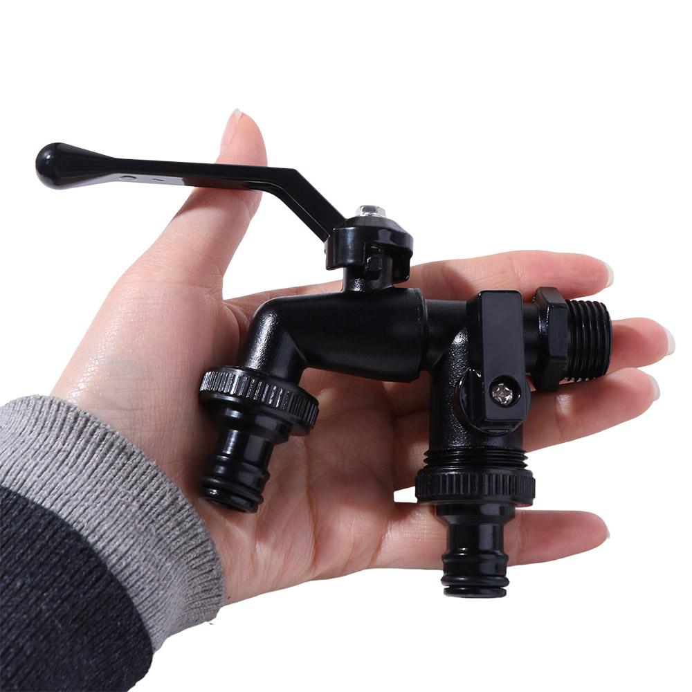 1/2 Inch Inlet Garden Faucet Black Paint Bibcock Rust-Proof Double Outlet Faucet  Outdoor Garden