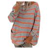 Women's Solid Color Contrast Striped Pullover Round Neck Loose Sweater Sweater